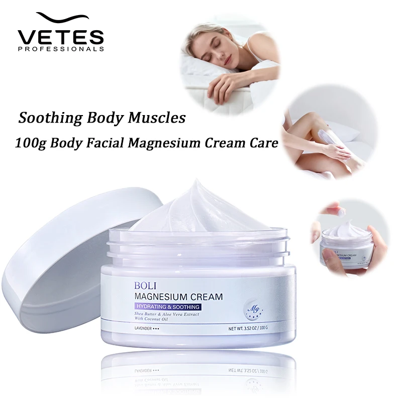 

Magnesium Cream 100g Soothing Body Muscles Relief Relaxation Improve Sleep and Deep Hydration Moisturizing with Coconut Oil Care