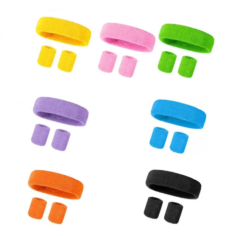 3pcs/set Sports Headband Sweatband Stretch Elastic Outdoor Sport Sweat Headband Wristband Men Women Gym Running Tennis Headwrap
