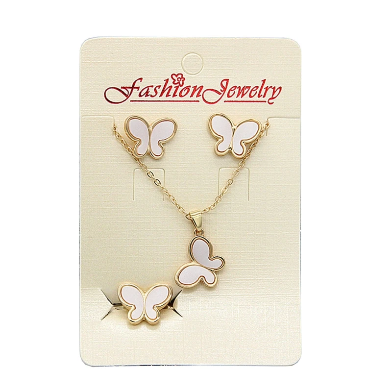 3x Fashion for Butterfly Jewelry Set Shinying Charm Necklace Ring Ear Gifts