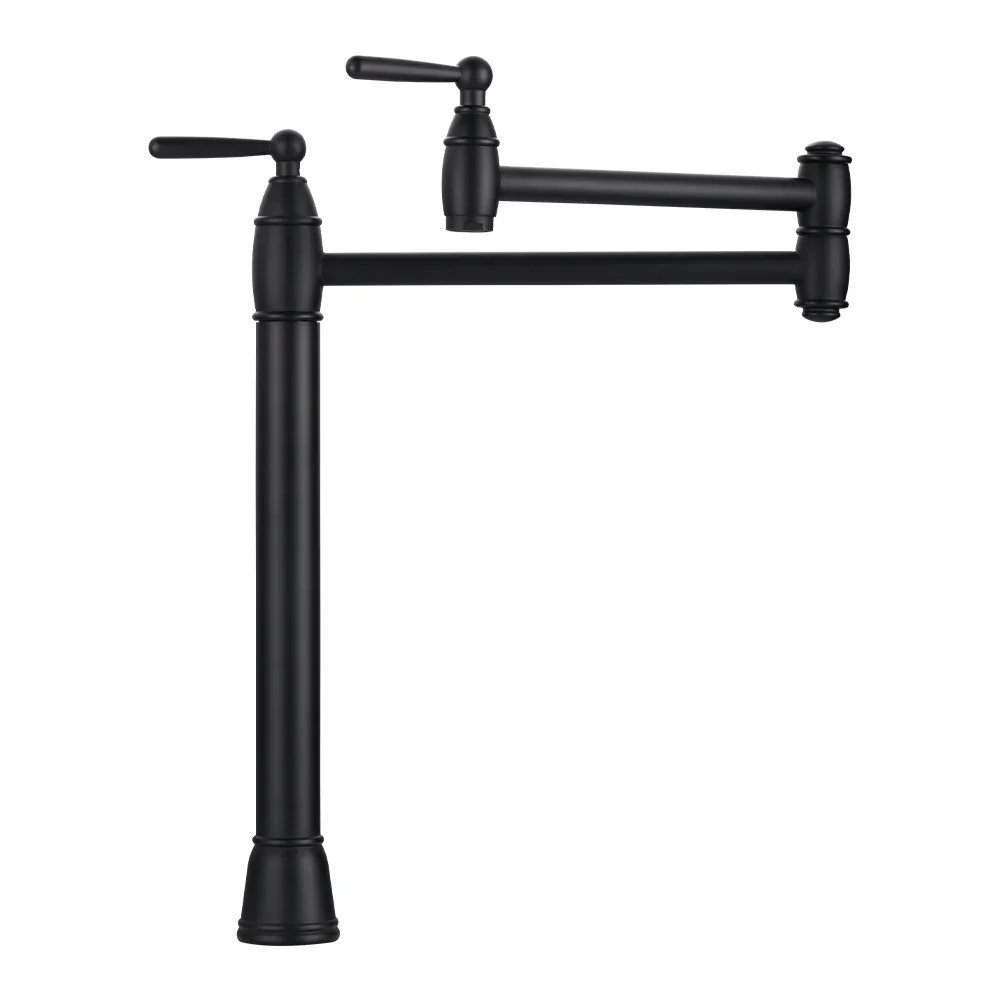 

YYHC-Deck Mount Kitchen Sink Faucet with Stretchable Double Swing Joints,Brass Black Pot Filler Faucet