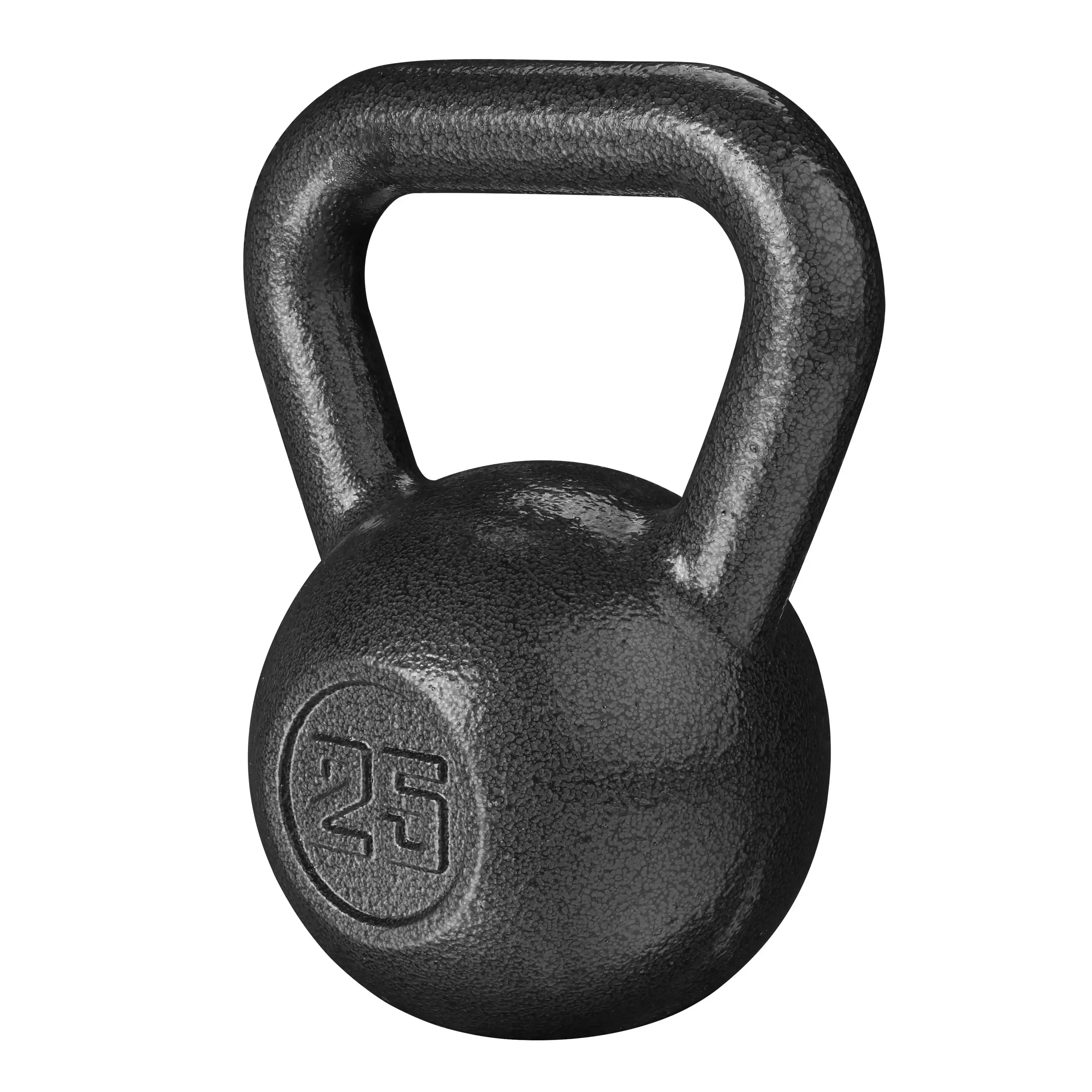 25lb Kettlebell, Casting Iron, Durable Black Hammertone Finish, Black