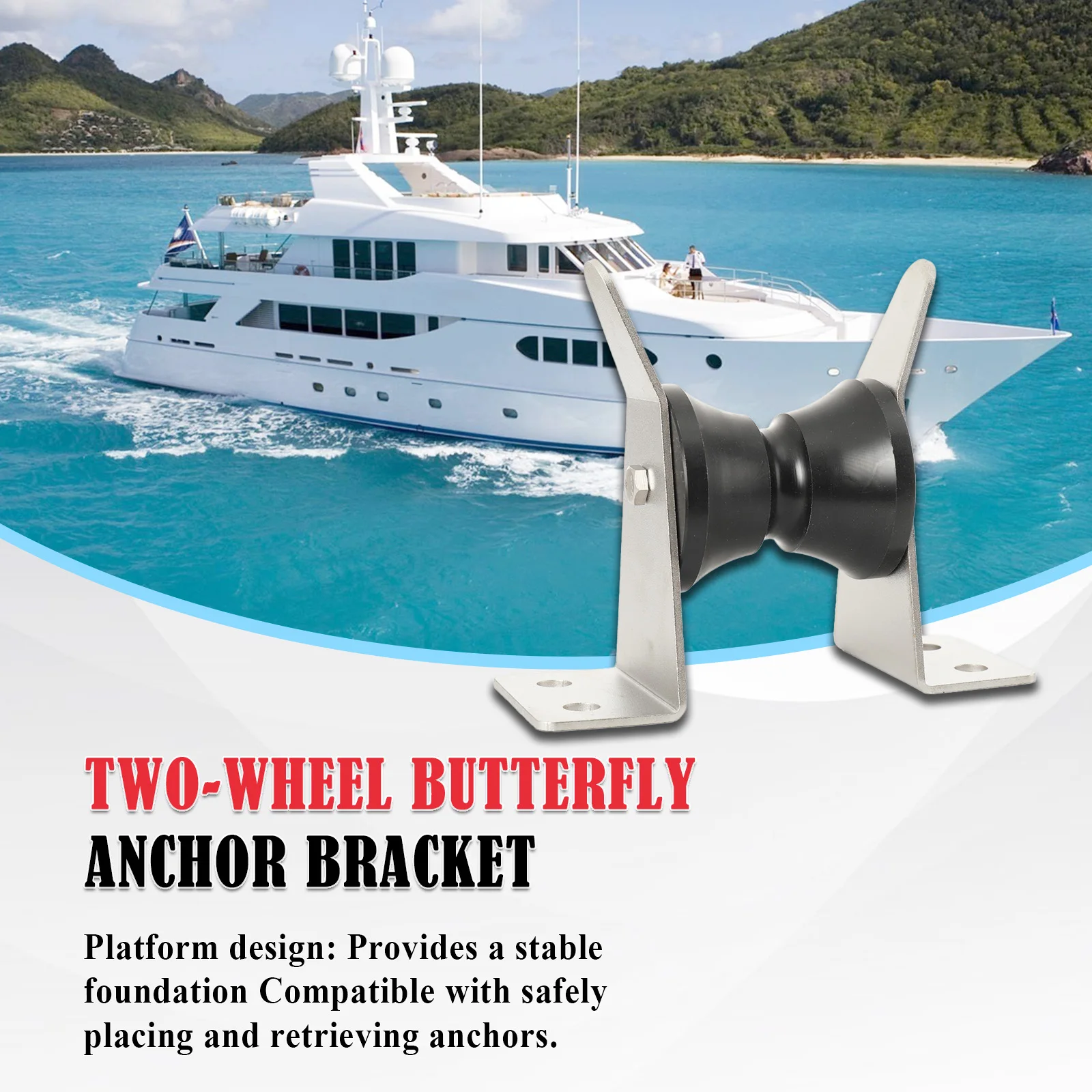 

Double Wheel Butterfly Anchor Support Anchor Wheel Stainless Steel Marine Hardware Accessories Ship Yacht Anchor Bracket