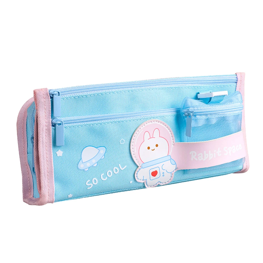 

Canvas For Student Storage Bag Pen Holder With Coin Purse Zipper Closure Pencil Case Lightweight Gift Boys Girls Large Capacity