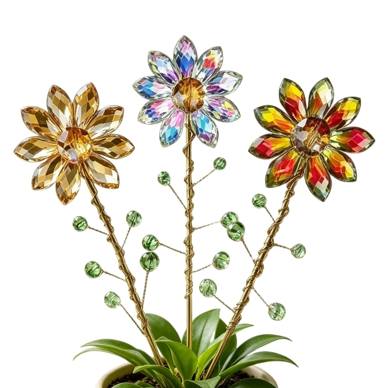Sonnenblumen Kristall-Sonnenfänger mit kleinem Gitter für Topfpflanzendekorationen 3XUF – Detail 1