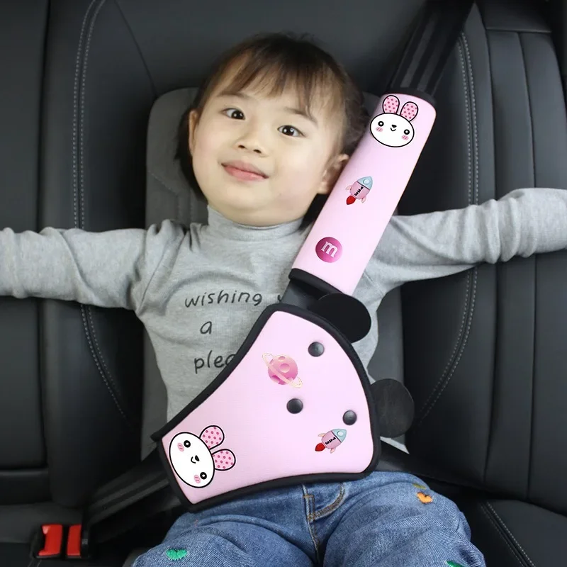 Kids Car Seat Belt Adjuster Comfort Shoulder Strap Fixer Cartoon Soft Pad Child Safety Belt Positioner Prevent Neck Strain