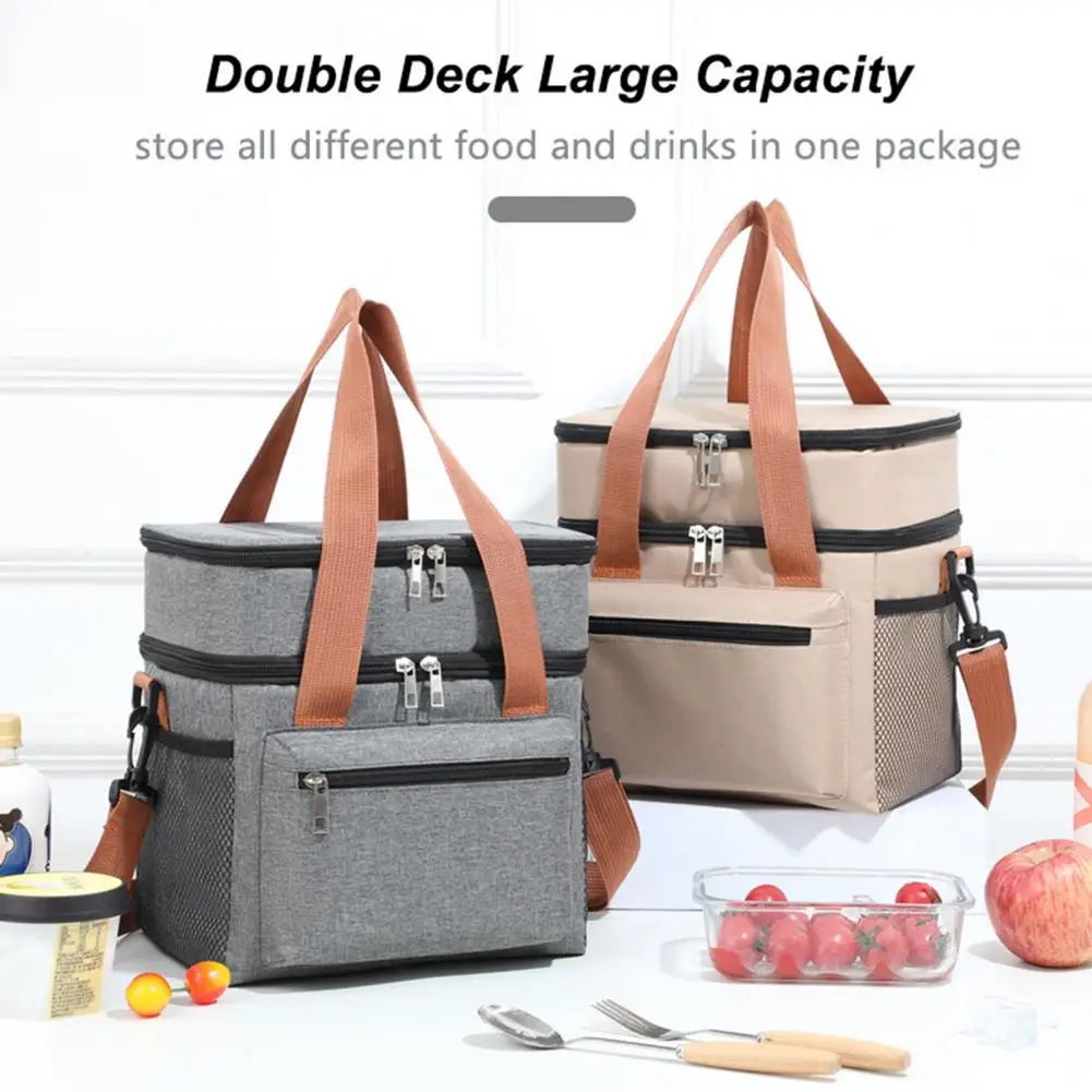 Lunch Storage Organizer Leakproof Insulated Lunch Bag with Mesh Pockets for Work School Picnic 550ml for Keeping for Camping