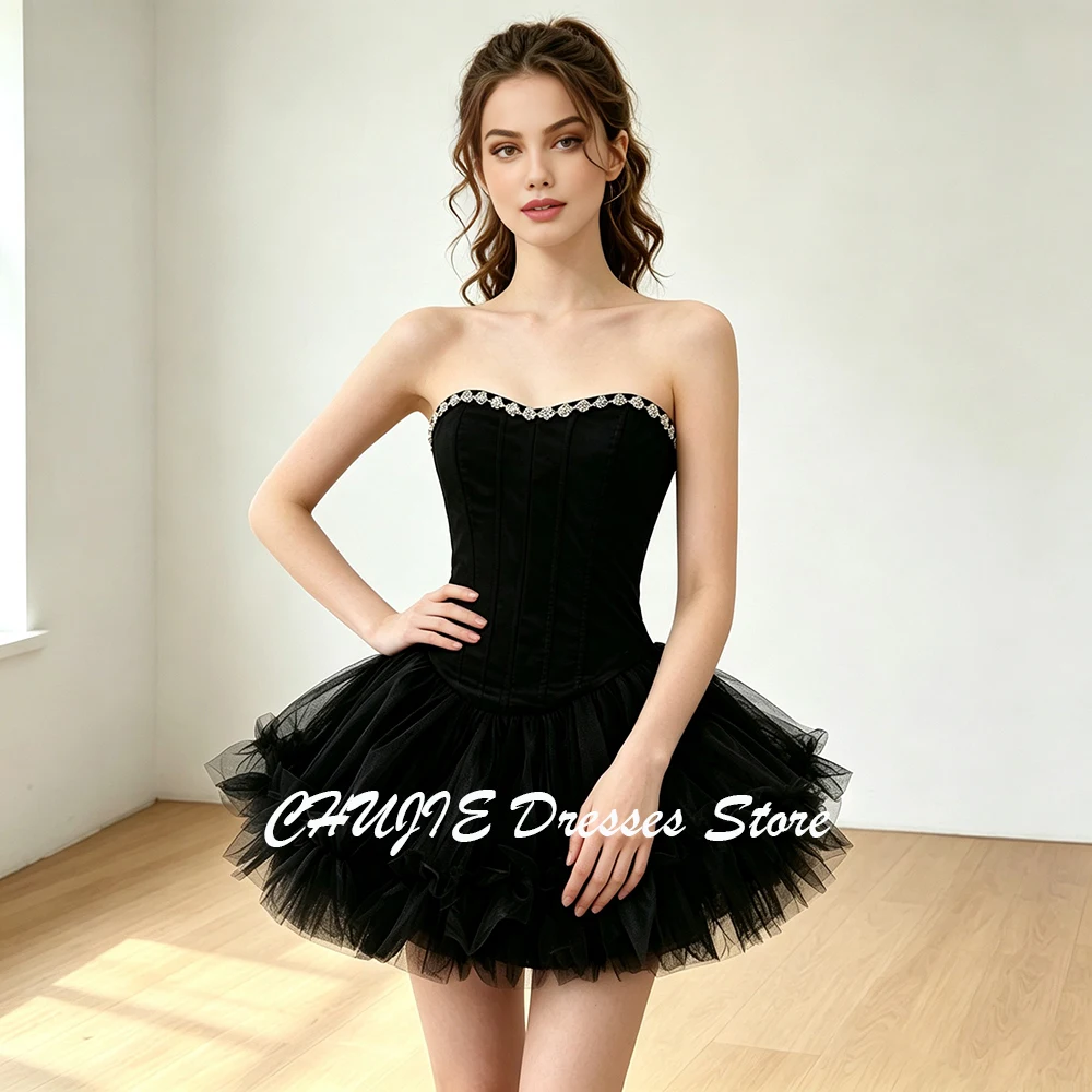 Srapless Mini Graduation Dress With Crystal Strapless A Line Puffy Princess Dress Short Prom Dress Homecoming Dress Customized