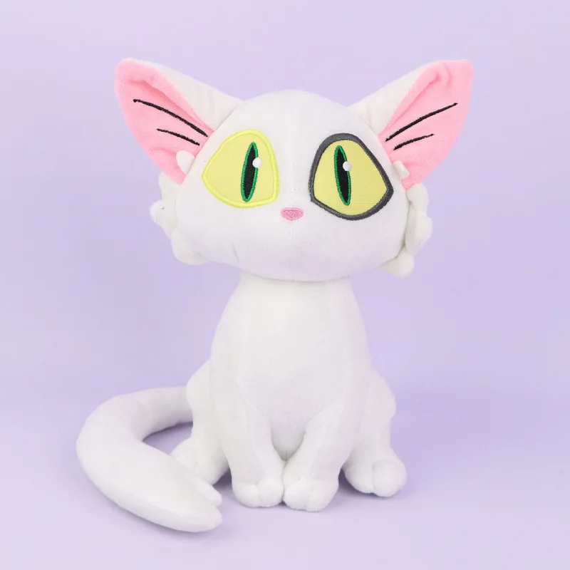 Anime Peripheral White Cat Black Cat Small Stool Soft Doll Plush Cartoon Cute Big Eyes Long Tail Healing Creative Series Gift