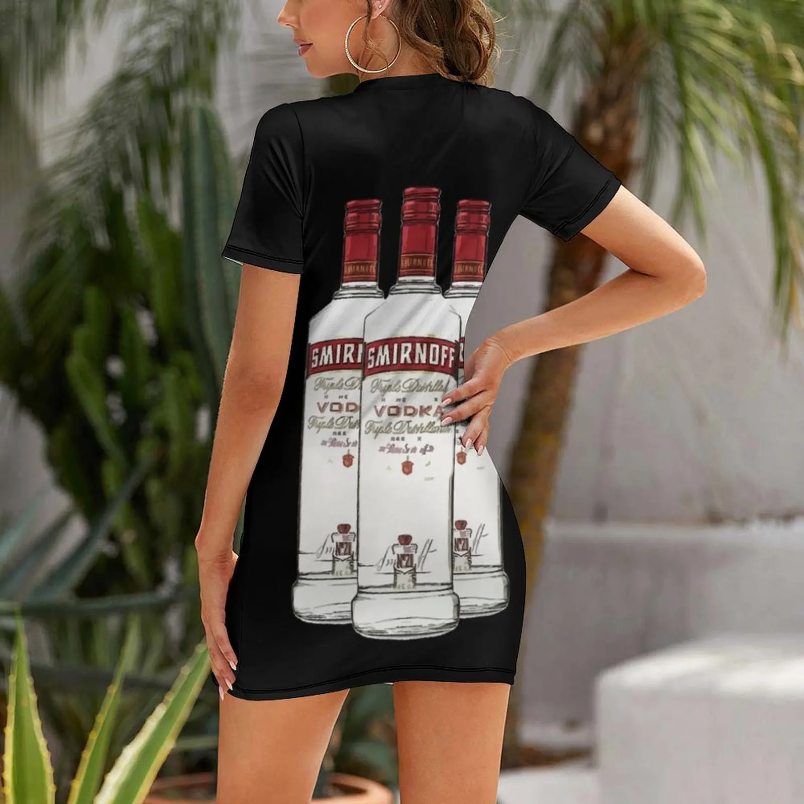 Smirnoff Vodka Alcohol Glass Bottle | Gift Short Sleeved Dress Dresses for wedding party Dresses