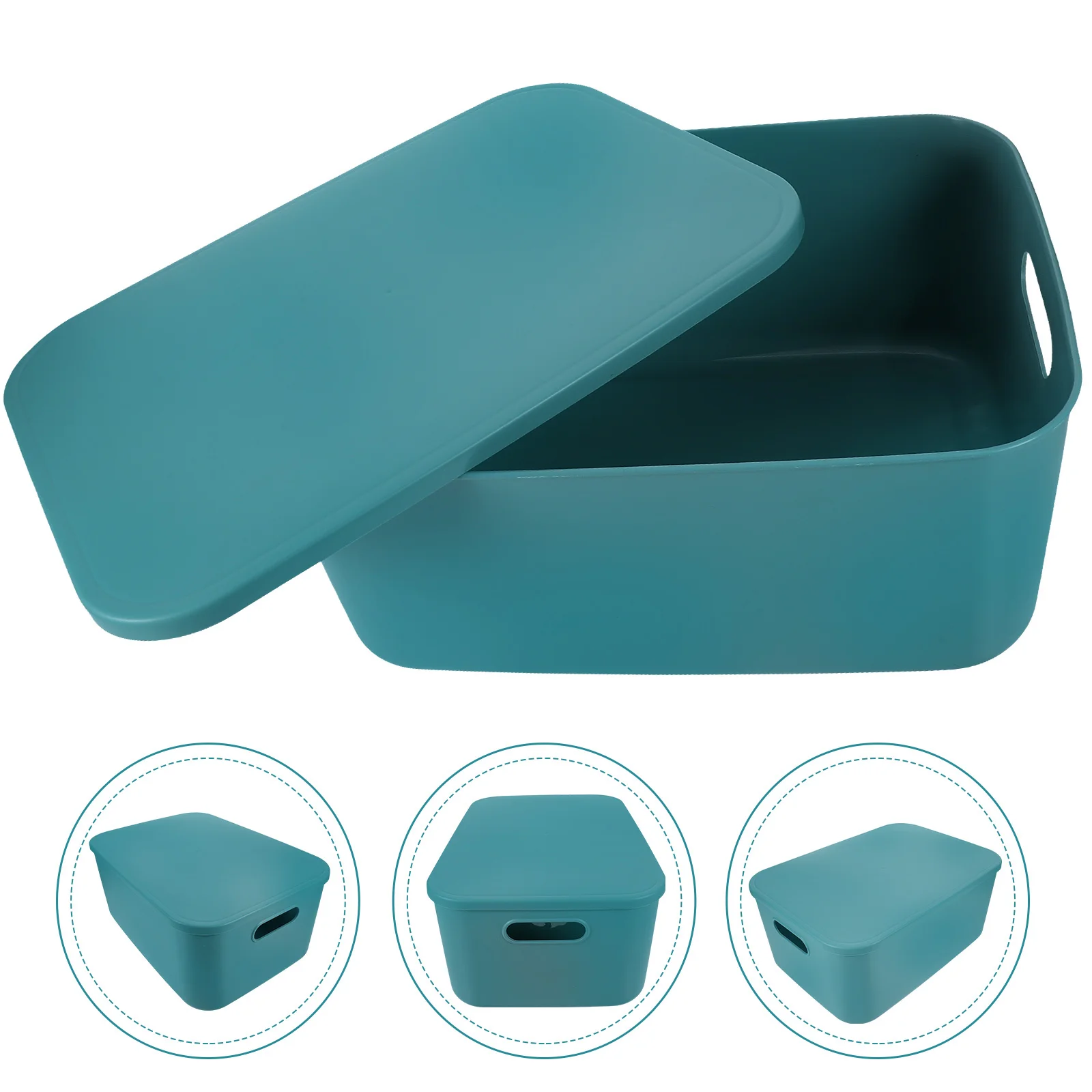 

Large Capacity Plastic Storage Bin with Lid Stackable Box Container for Desktop Sundries Books Storage Plastic Box