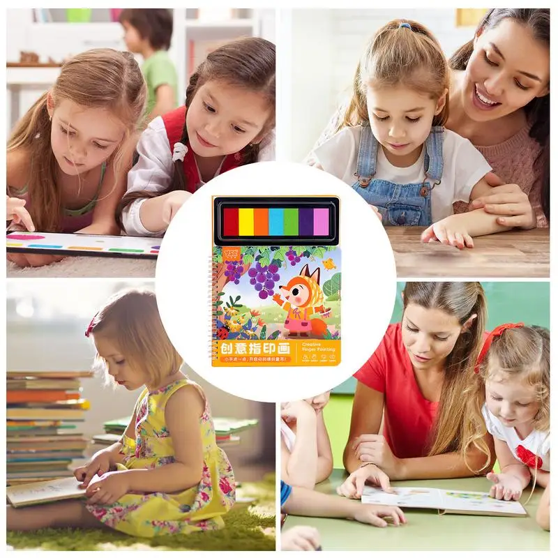 Fingerprint Drawing Book For Kids Fingerprint Painting Activity Set Children's Graffiti Coloring Book Ink Pad Painting Pigment