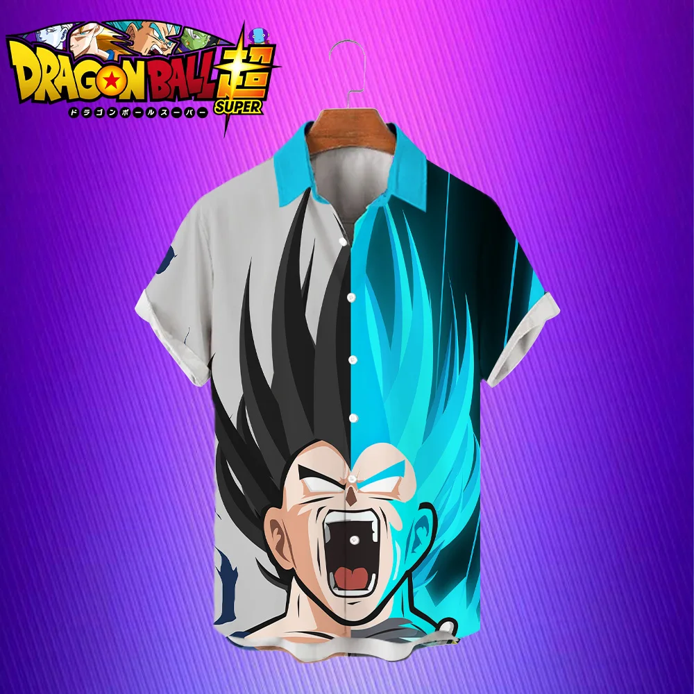 Men's Shirt Vegeta Clothes Dragon Ball Z Oversized Anime 2023 Streetwear 5XL Beach Style Goku High Quality Seaside Trip Fashion