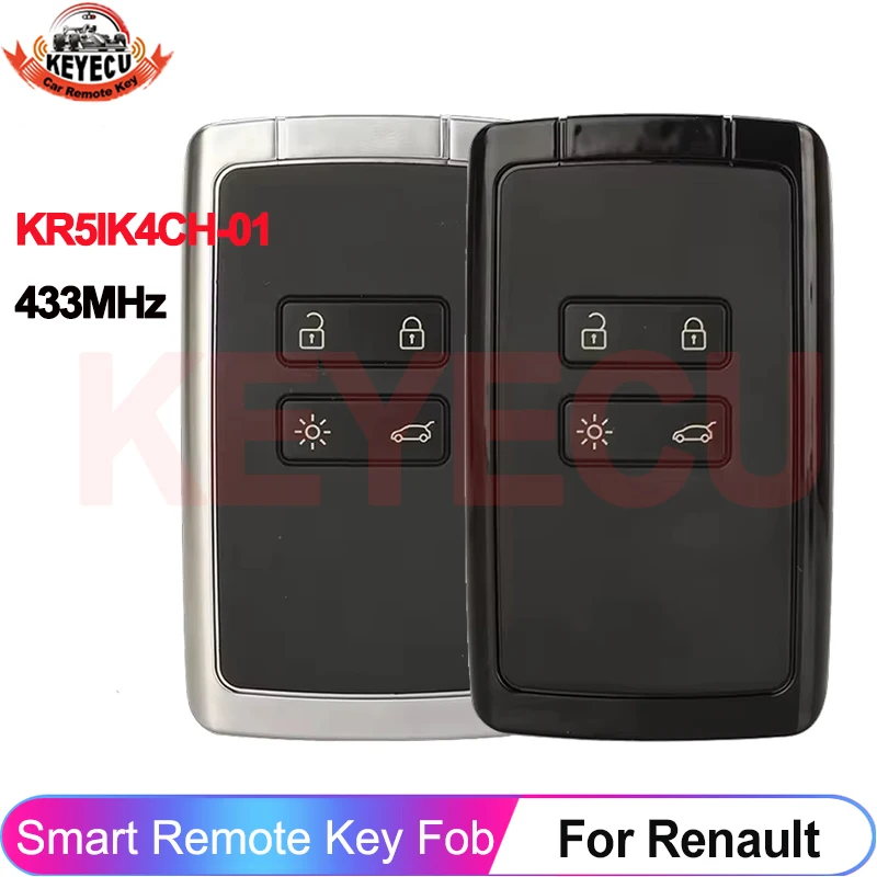 KEYECU For Renault Kadjar Clio5 Zoe2 Koleos Captur Scenic Megane Talisman KR5IK4CH-01 Smart 4A NCF29AxM Chip 433MHz Remote Key