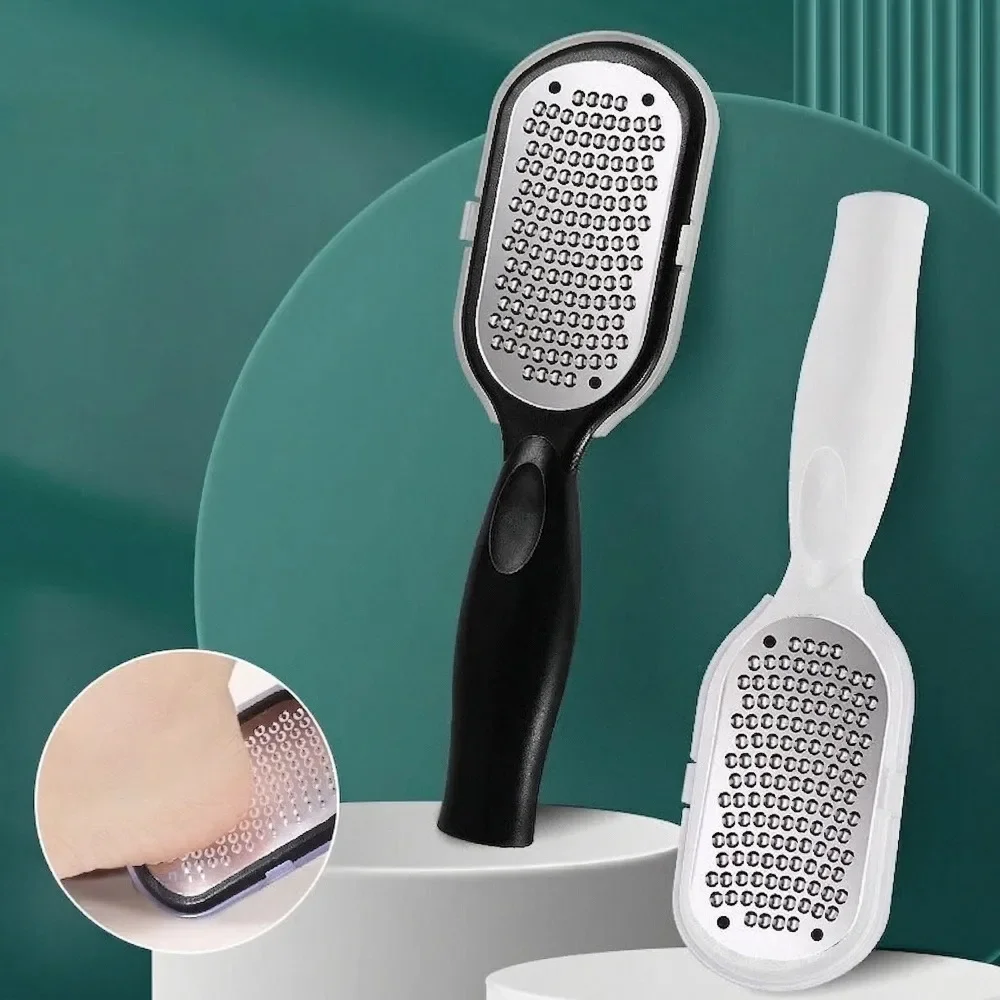 1/2Pcs Foot File Stainless Steel Rasp Anti Splash Heel Grater Hard Dead Skin Callus Remover Pedicure Professional Foot Care Tool