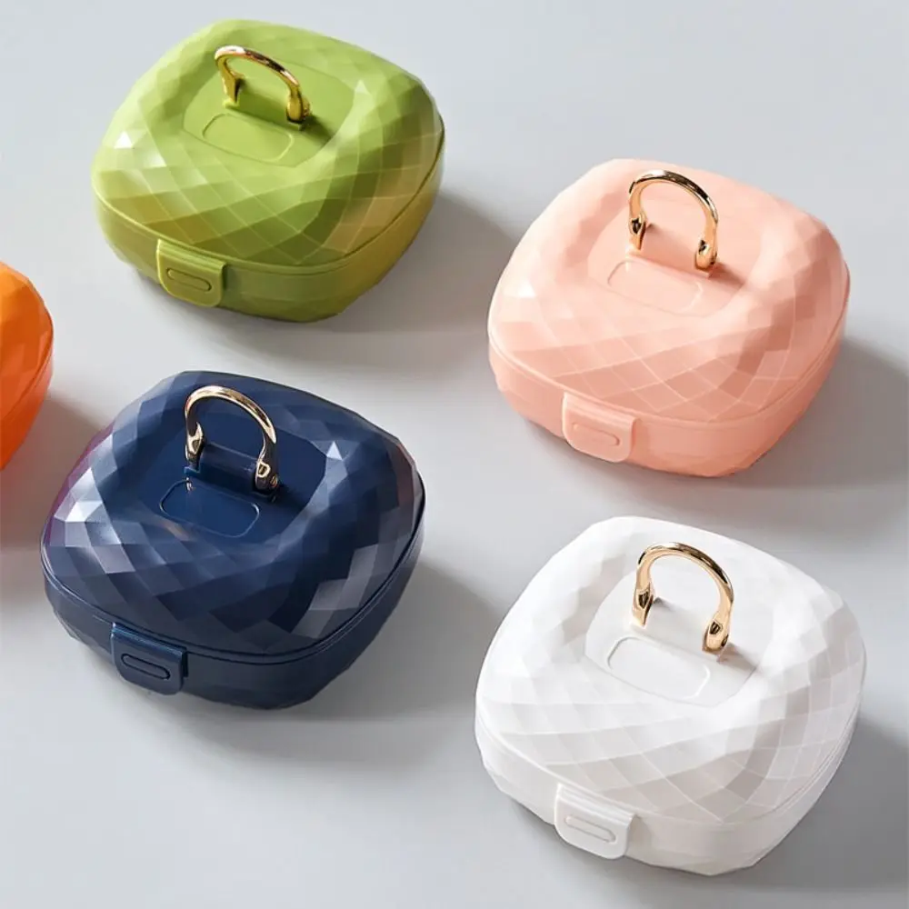 Kotak Penyimpanan Perhiasan Plastik Berlian dengan Cermin Kotak Rias Perjalanan Tahan Air Kalung Cincin Organizer Perhiasan untuk Wanita