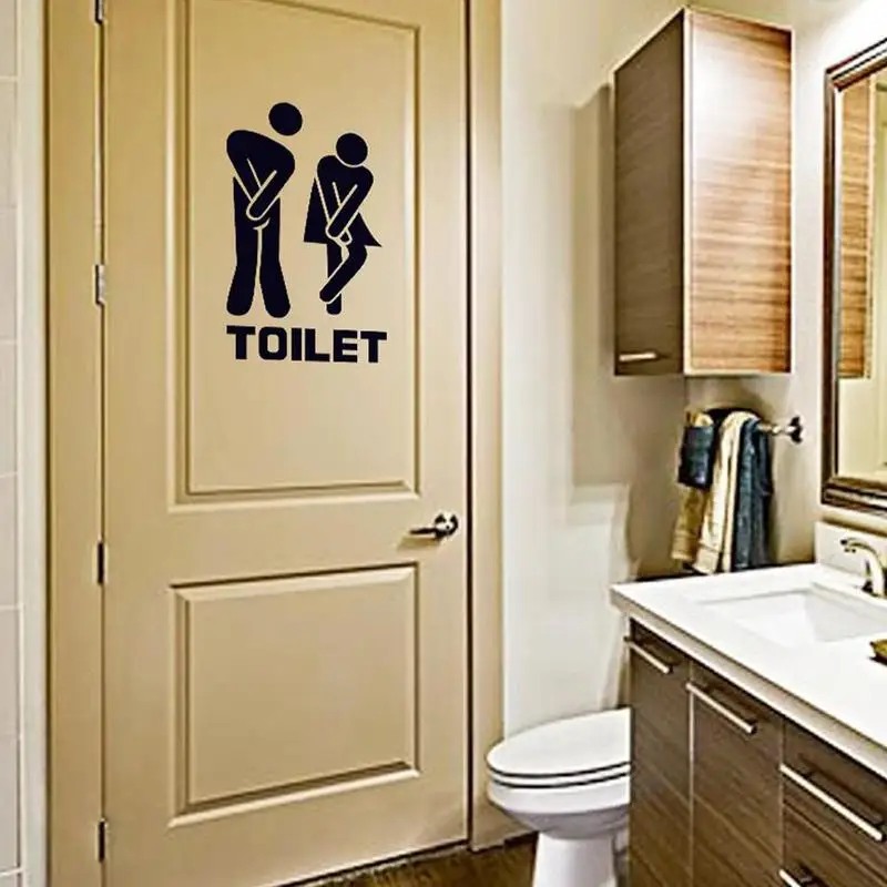 Creative Funny Toilet Wall/Door Stickers WC Toilet Entrance Sign Door Stickers For Public Place Home Decoration Wall Decals