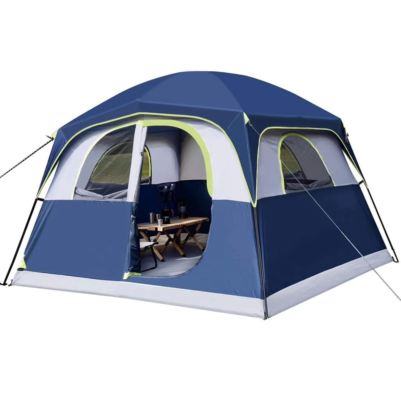 Outdoor Large Space Portable Easy-Install Double-Layer Family Camping Tent Waterproof Windproof Oxford Cloth