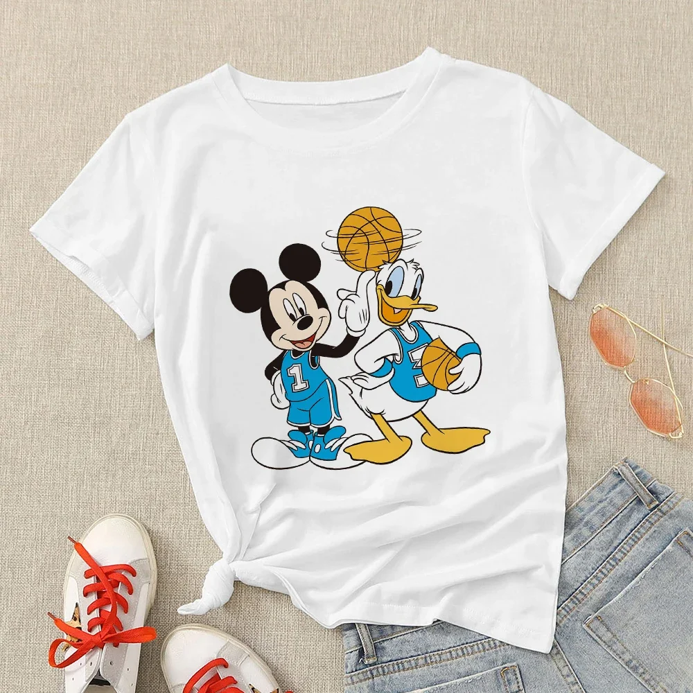 Cartoon Family T Shirt Femme Mickey Mouse Donald Duck Graphic T Shirts Women Clothes Women Short Sleeve Hippie T-shirts