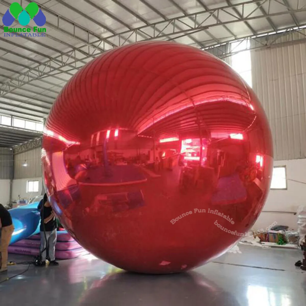 Bola de espejo inflable gigante roja, esfera de espejo de discoteca flotante, globo de Pvc de Navidad para decoración de escenario de boda, nueva llegada