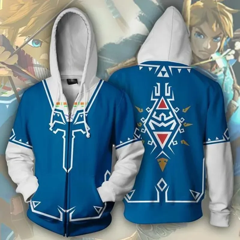 2024 Role Playing Jacket Game Zelda Breath of the Wild Breath of the Wild 3d Printed Men|Women Oversized Fashion Zipper Hoodie