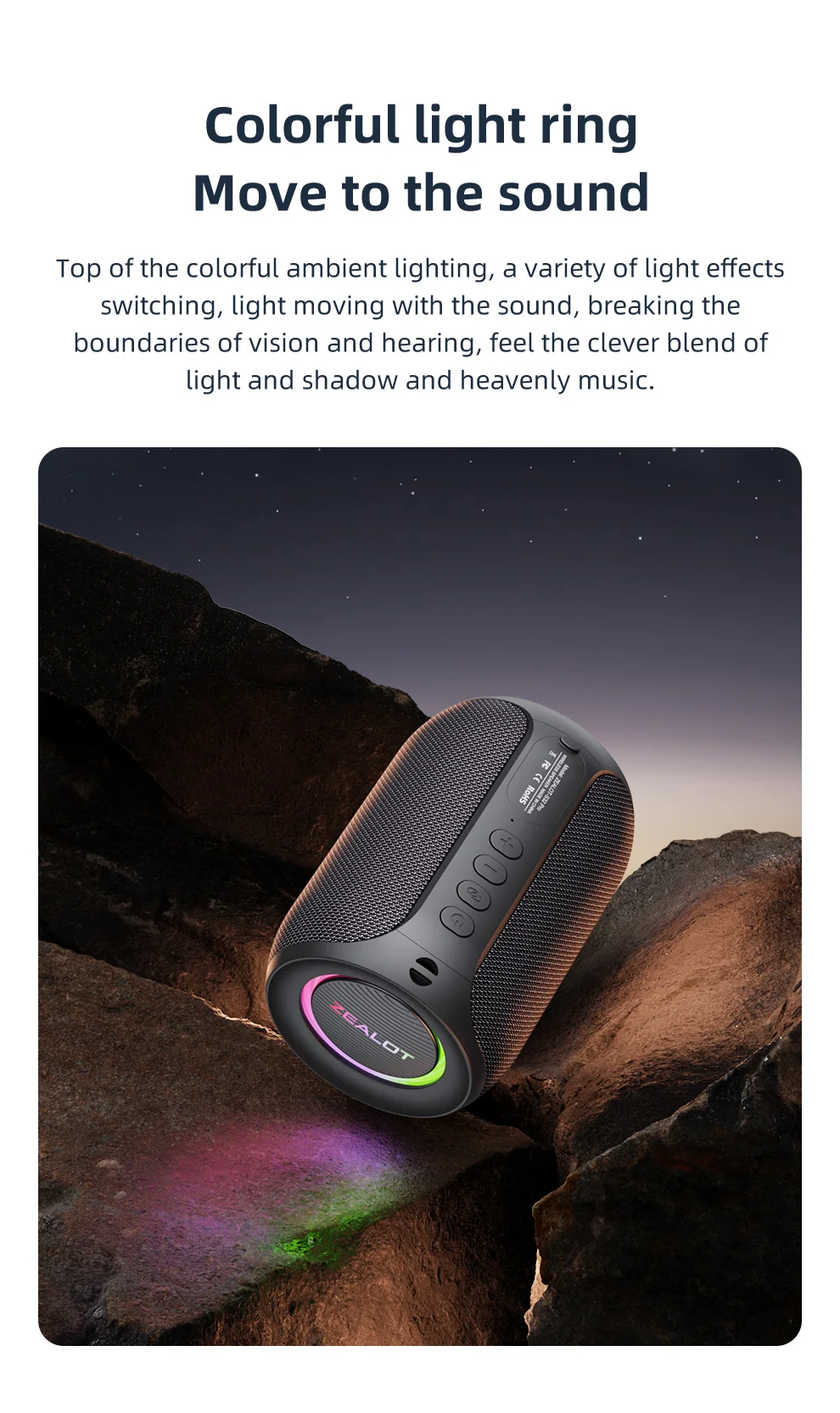 ZEALOT-S62M Karaoke-Maschine Tragbares Bluetooth 5.3 Lautsprechersystem mit 1-2 Drahtlosen Mikrofonen für Zuhause, Familie, Festivals, Geschenke – Detail 7