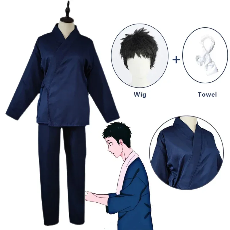 Gojo Wakana Anime Cosplay Costume Uniform School Blue Samue Wig My Dress-Up Darling Sono Bisque Doll Wa Koi Wo Suru Work Outfit