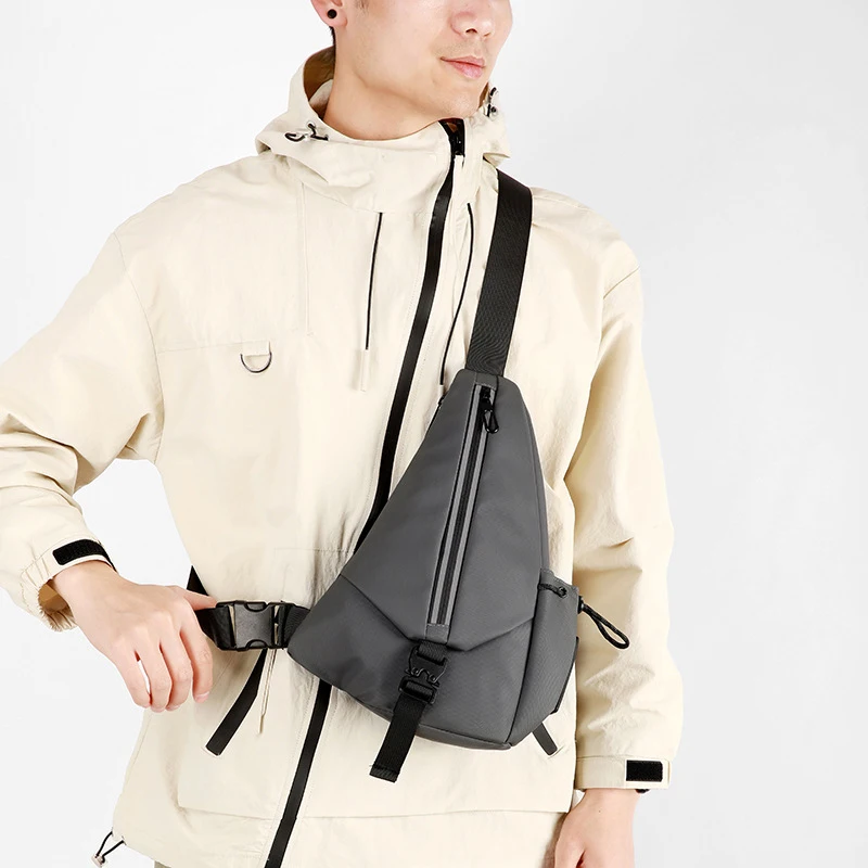 Reflective Strip Breast Bag Lightweight Men Chest Packs Crossbody  Sports Bags with Front Zip Pocket Portable Shoulder Pack