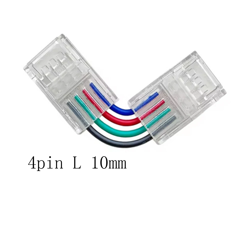 5pcs 90-Degree LED Light Strip Connector L-shape Free Soldering Transparent Width 8/10/12MM for 2Pin 3Pin 4Pin 5pin 6Pin SMD5050 6