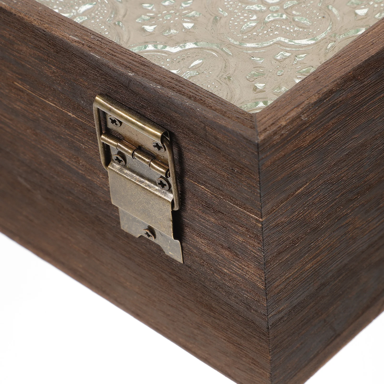 

Wooden Jewelry Box With Glass Lid Large Vintage Trinket Storage Organizer Case For Earrings Necklaces Rings Gift Women Retro Box