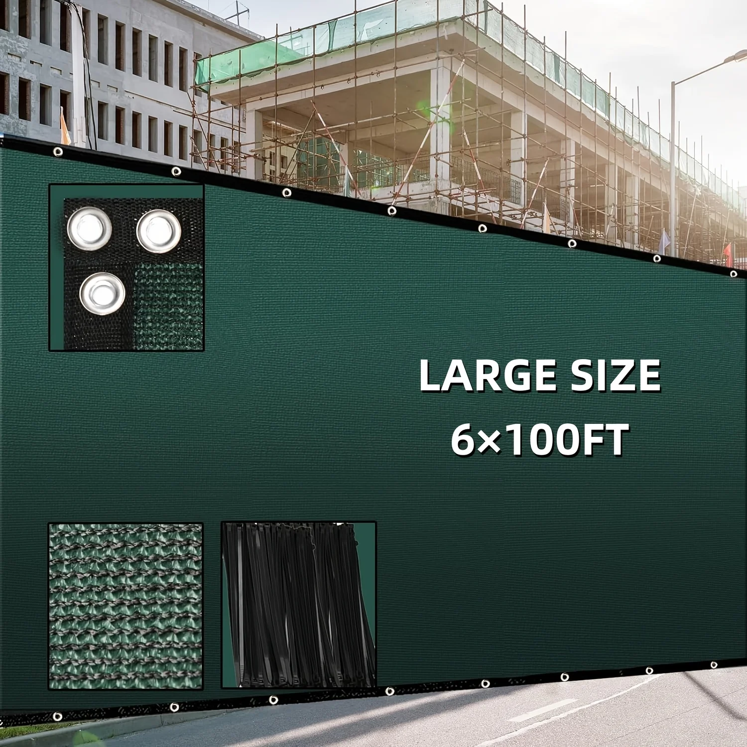 

6×100ft Green Privacy Fence Screen Outdoor Fence Cover Mesh Screen with Grommets, Heavy Duty Privacy Netting Fencing Temporary W