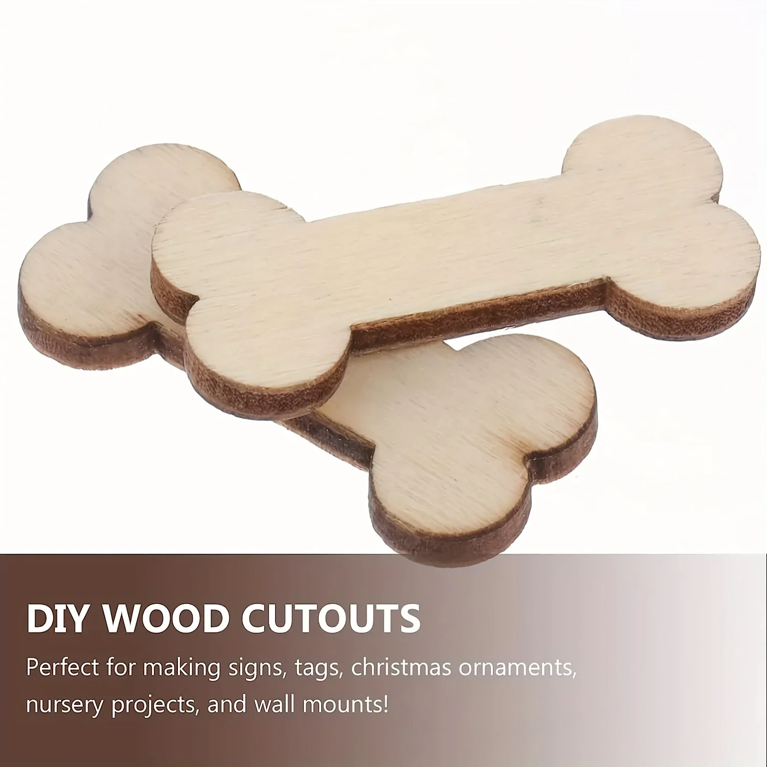 100pcs Wooden Dog Bone Cutouts Unfinished Wood Dog Bone Slice Blank Bone Shaped Ready to Paint Wood DIY Craft Embellishments