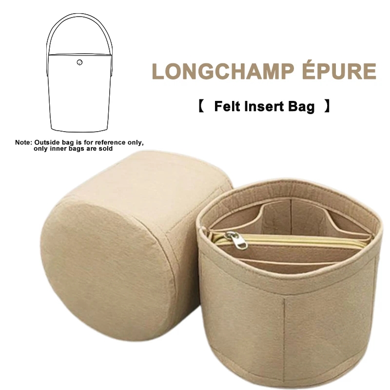 EverToner Felt Cloth Insert Bag For longchamp éPURE Bucket Organizer Makeup Pouch Women\'s Handbag Travel Inner Purse