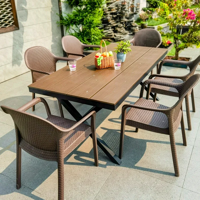 Outdoor tables and chairs villa courtyard garden outside leisure open-air balcony yard outdoor plastic wood table and chair comb