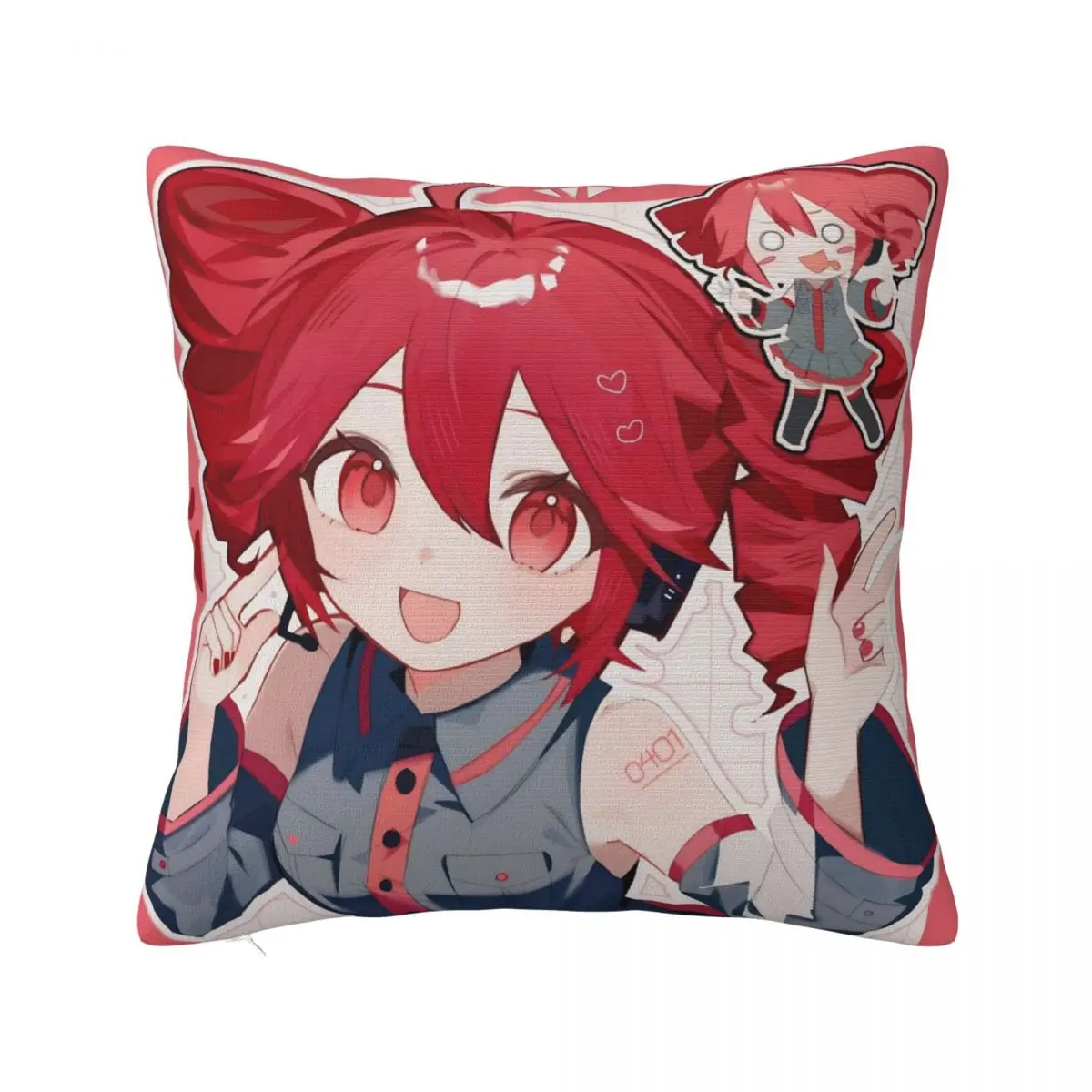 Kasane Teto Square Pillowcases Polyester Home Anime Vtuber Cushion Case Creative Home Decoration Pillow Cover 40*40