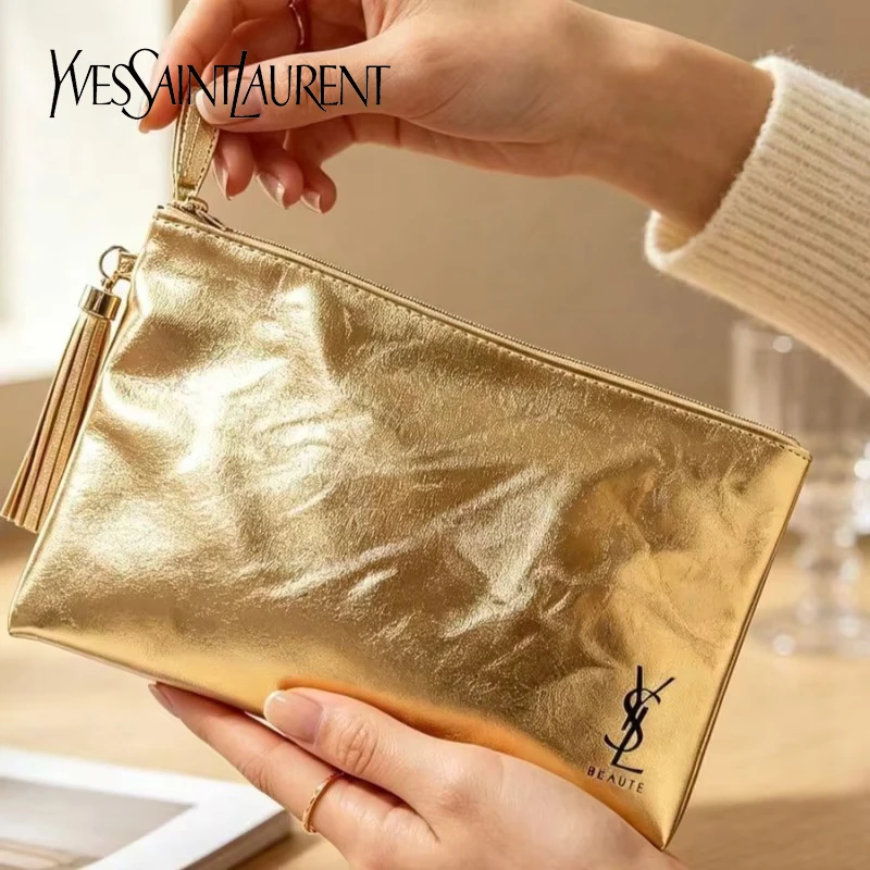 yslゴールデンコスメティックバッグ、携帯用防水多機能ポーチ、日常および旅行用、女性への高級ギフト