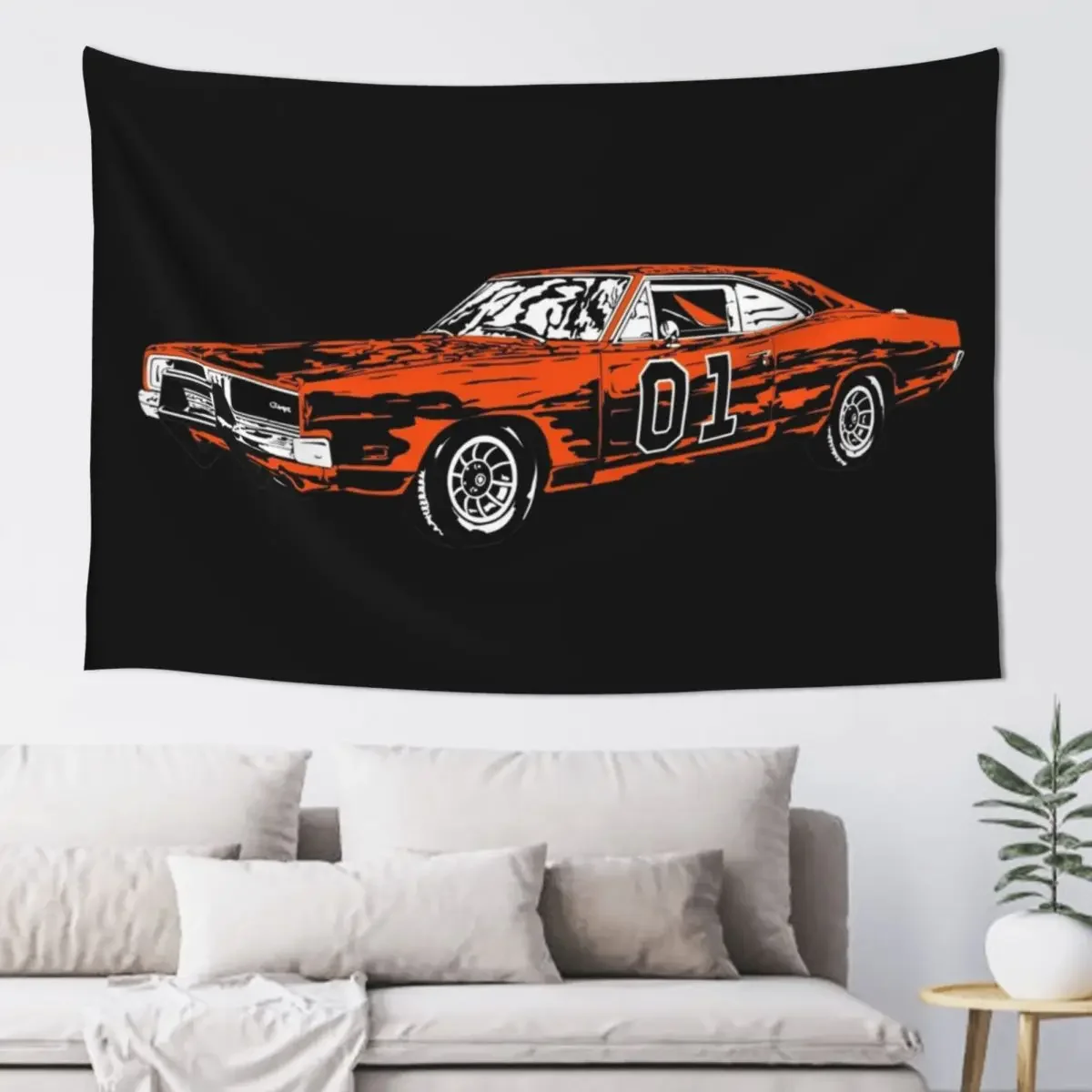 The Dukes Of Hazzard General Lee Tapestry Funny Wall Decoration Items Decor For Room Decoration Aesthetic Tapestry