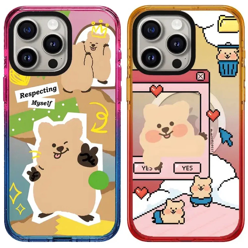 

Cute Bear Colorful Border 2.5 Acrylic iPhone 12 13 14 15 16 Pro Max Case - Protective iPhone Case with MagSafe