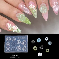TSZS 1pc Dragon Jade Buckle 3D Nail cake Mold Nail Art Decorations Silicone Nail Stamping fan lotus flower nail mold