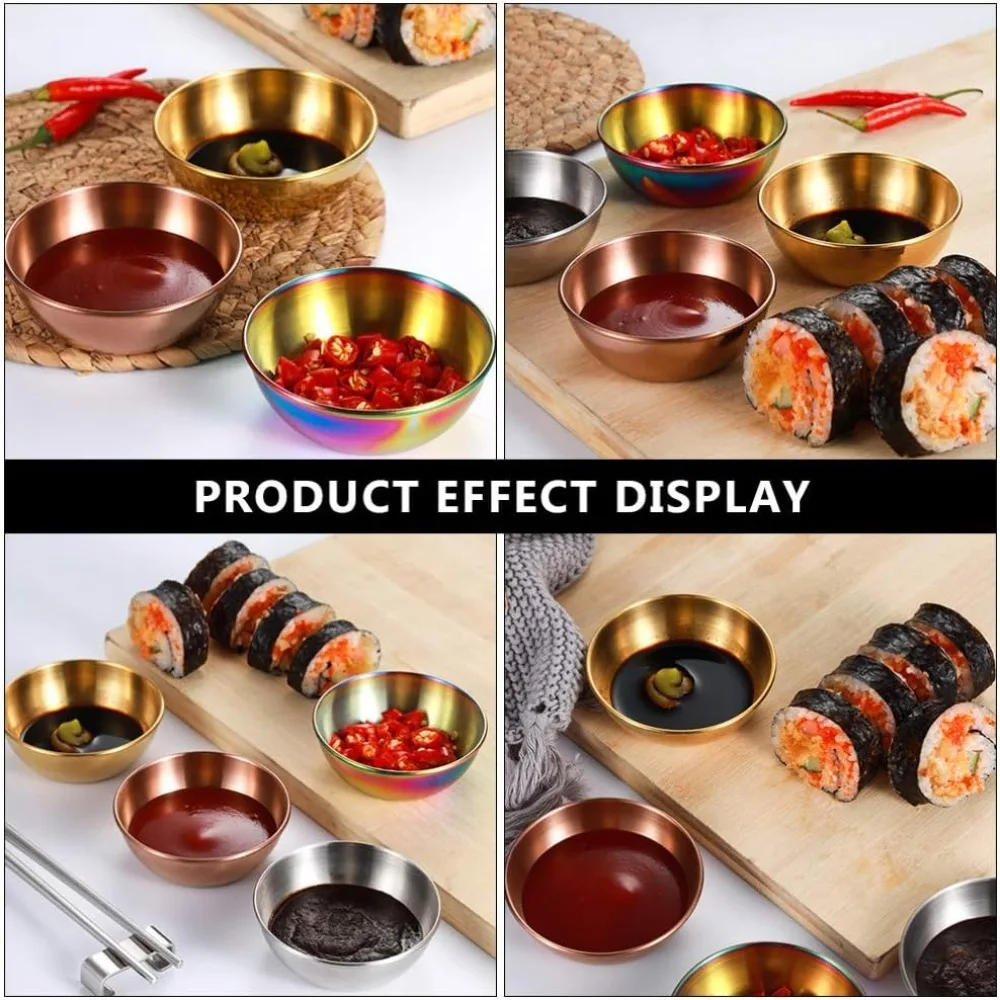 Korean Style Stainless Steel Seasoning Cup Small Round Plate Bowl Kitchen Furniture Home Use Sauce Dish Trendy Kitchen Furniture