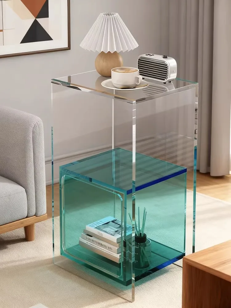Acryl-Aufbewahrungsnachttisch, schlicht, modern, Internet-Trend, leichter Luxus, transparenter Schlafzimmer-Sofa-Beistellschrank