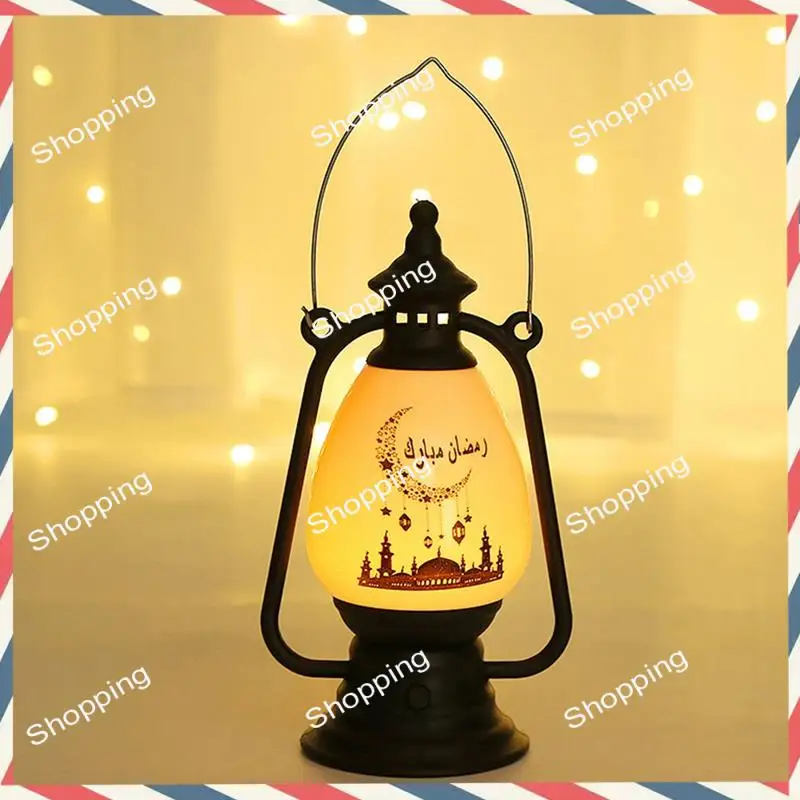 

M20K 7Pcs Vintage Eid Mubarak Hurricane Lamp Ramadan Kareemcoal Oil Windproof Decorative Lights Home Festival Ornament