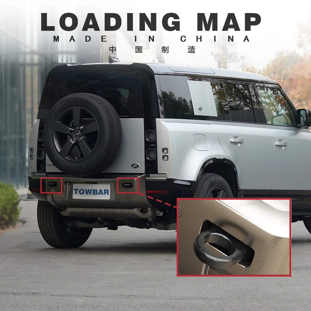 

For Land Rover Defender 110 2020-2023 Aluminum Alloy Iron Tow Hook Rescue Rear Trailer Hook Metal Red Black Cover Accessories