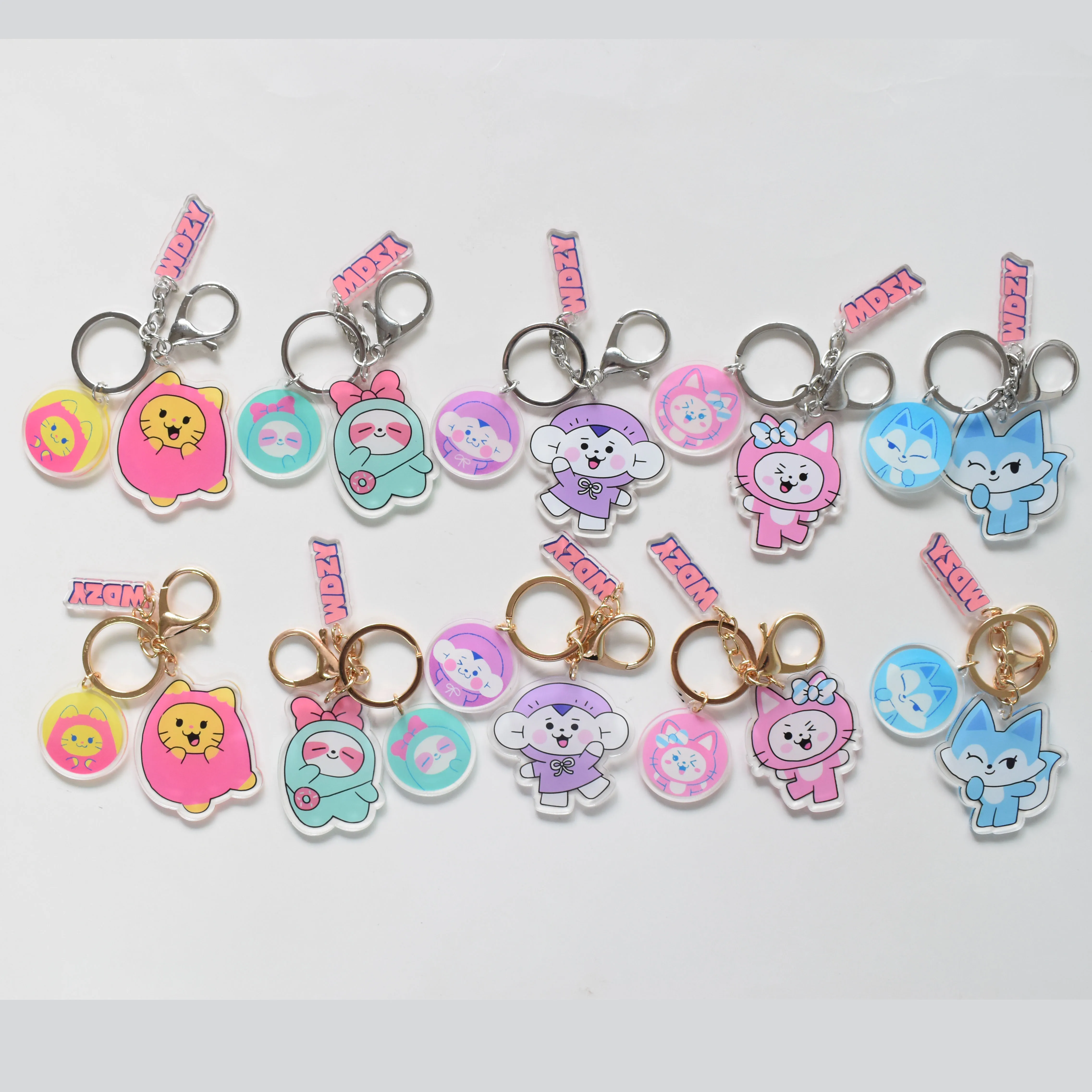 KPOP ITZY WDZY Doll Keychain 3-Piece Acrylic Cartoon Pendant Keyring Yuna Lia Yeji RyuJin Character Doll Fans Collection