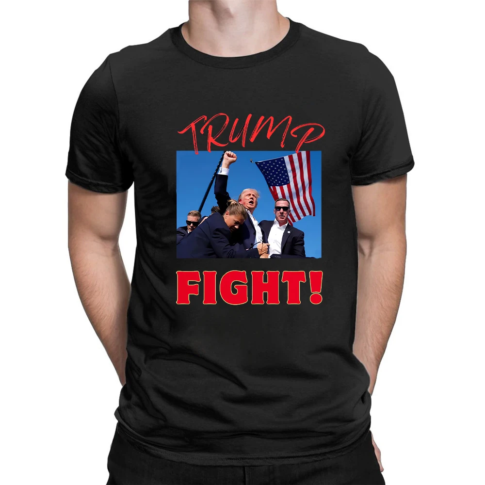 CLOOCL Newest Trump Shot FIGHT! 2024 T-Shirt Shot Assasanation Attempt Printed Short Sleeve Summer Cotton T Shirts Dropshipping