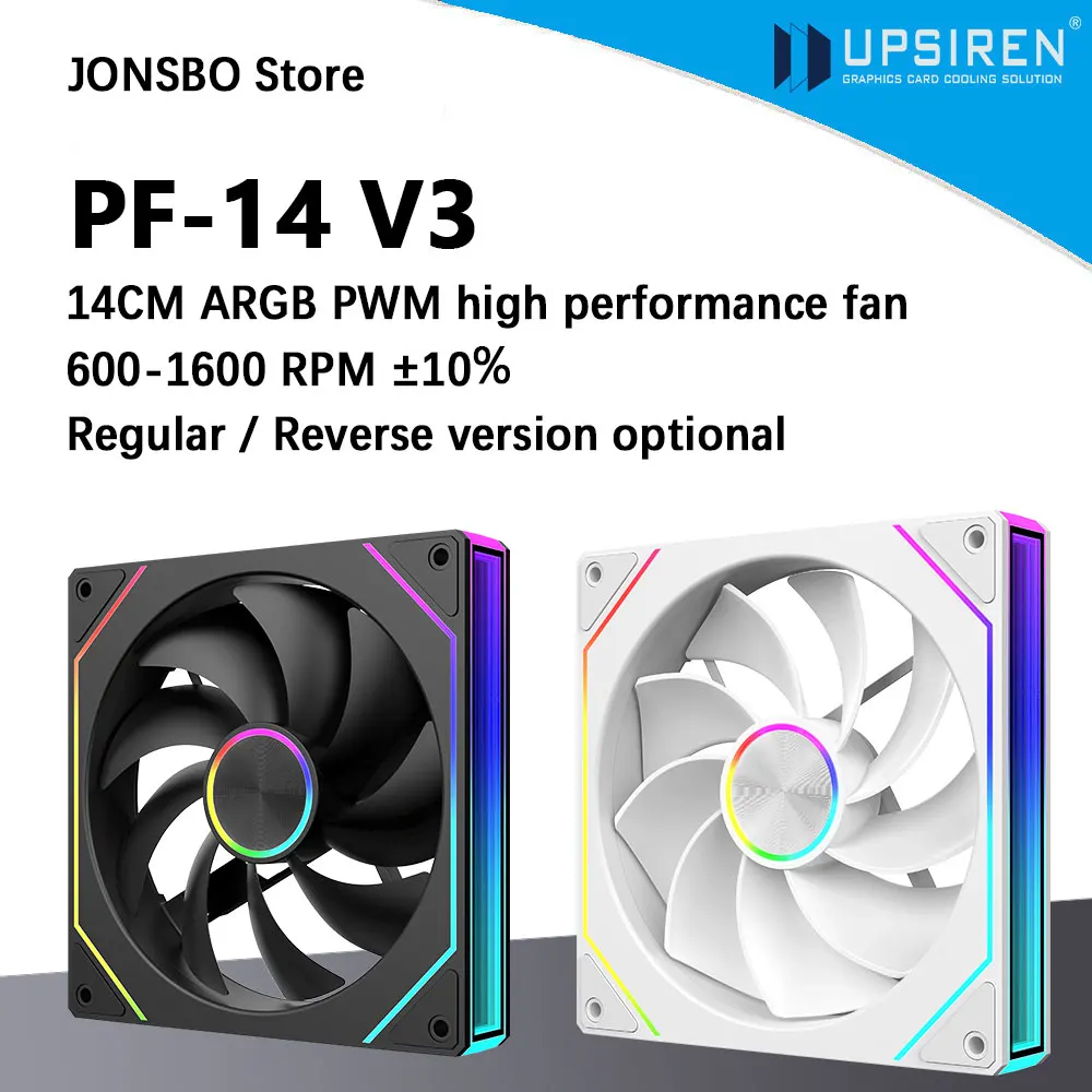 UPSIREN PF-14 V3 140mm chassis fan Motherboard lighting synchronization/ ARGB+PWM Case fans Reqular/Reverse version optiona