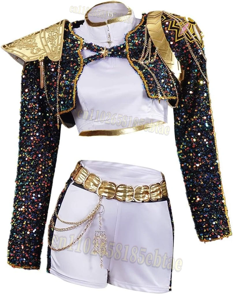 

New Kids KPop Demon Hunters Black Golden Rumi Cosplay Costume Wig Purple Long Hair Women Girls Halloween Purim Role Play Prop