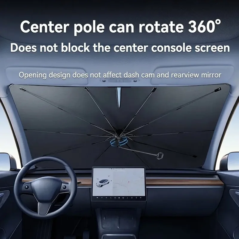 New Titanium-Coated Car Sunshade, Thickened Titanium Gold Style, V-Shaped Opening, Windshield Curved