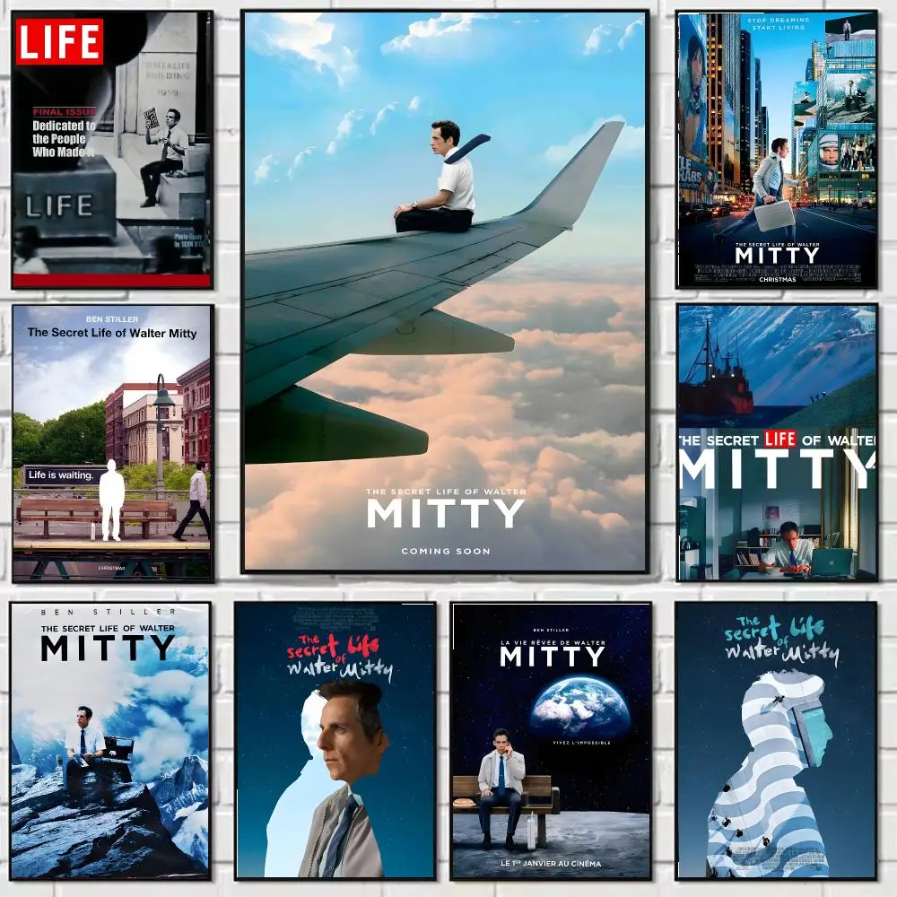 The Secret Life OfWalter Mitty Poster Self-adhesive Wall Mural Art Waterproof Sticker For Bar Room Decor High Quality Print Gift