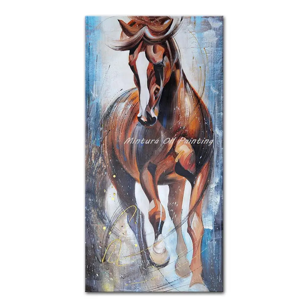 Mintura Large Size Animal Picture Handmade Handpainted Oil Paintings on Canvas,The Different Horses Modern Office Decor Wall Art