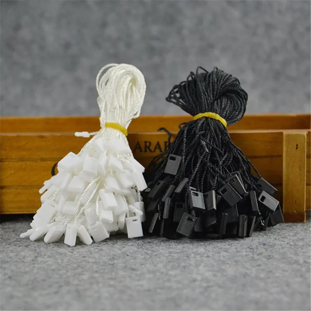 1000Pcs Clothing Hang Tag String Nylon Black Rope with Push Locker String Snap Lock for Garment Stringing Price Hangtag Seal Tag